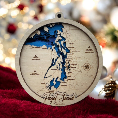 Puget Sound Bathymetric Map Ornament