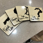 Engraved wood lake coasters - North Idaho - Idahome - lake life - gift set