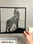 Wolf tree silhouette wall art
