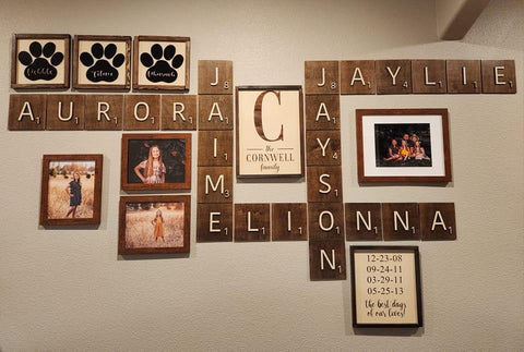 Scrabble Tiles for family name wall 3”x3”