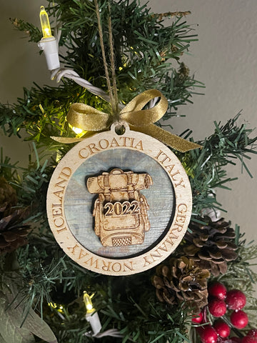 Backpacking commemorative ornament