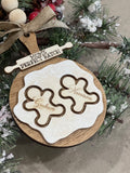 “The Perfect Batch” Christmas Ornament gingerbread men dough on wooden tray family ornament engraved names gifts
