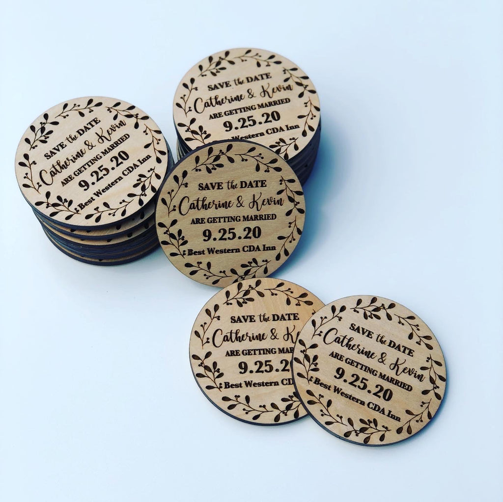 Wooden Save the Date Magnets – Explore More Custom Design